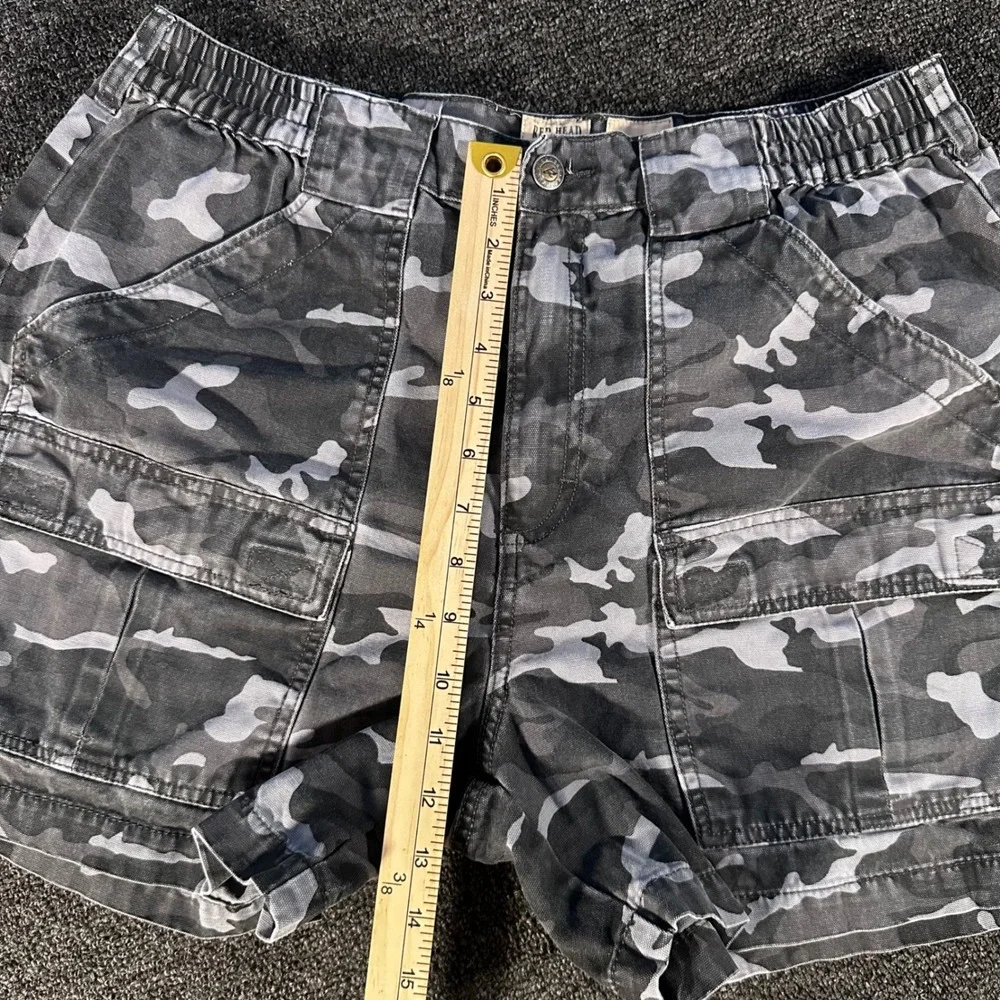Red Head Cargo Shorts Mens 36 Gray Camo Good Elastic Waist Cotton Utility
